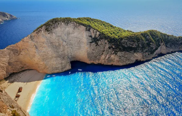 Море, пляж, Греция, Greece, Закинтос, Navagio Beach at Zakynthos
