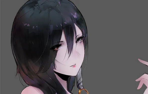 Картинка взгляд, девушка, аниме, брюнетка, арт