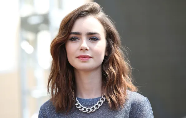 Взгляд, фон, модель, макияж, актриса, hair, Лили Коллинз, Lily Collins