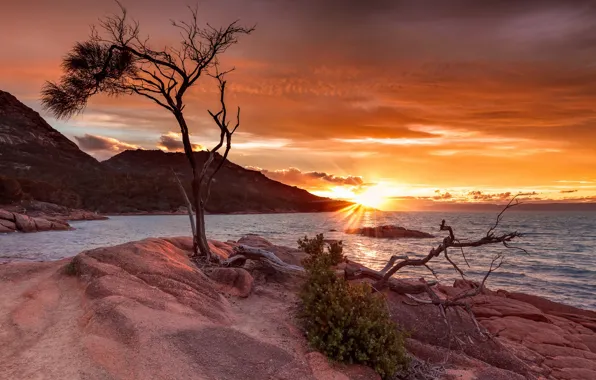Sunset, Australia, Tasmania, Freycinet National Park