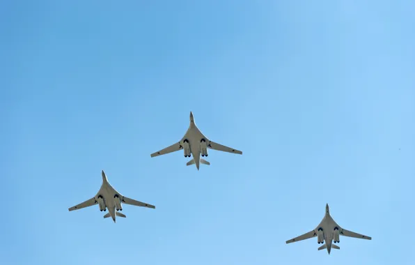 Картинка небо, самолёты, Ту-160, три Белых лебедя