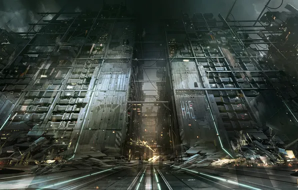 Картинка город, concept, art, вход, deus ex, Deus Ex: Mankind Divided, golem city