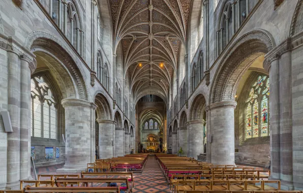 Interior, Herefordshire, UK, Diliff, Hereford Cathedral Nave