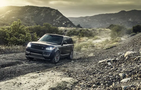 Картинка Горы, Черный, Land Rover, Range Rover, Vorsteiner, Металлик, 2014-16