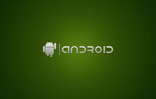 Зеленый, надпись, робот, android