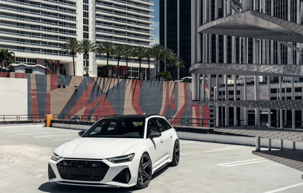 Картинка Audi, White, Parking, Avant, RS6, VAG