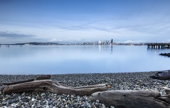Город, побережье, панорама, Seattle