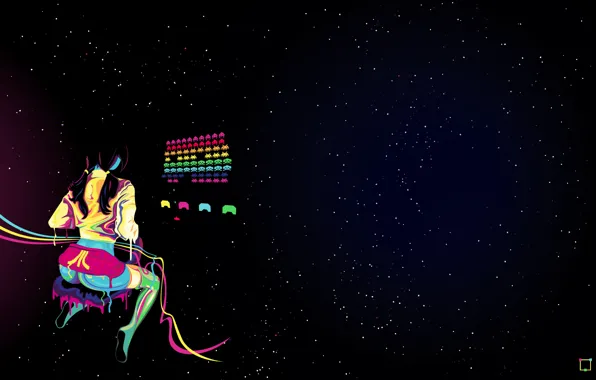 Девушка, цвет, вектор, atari, galaxian