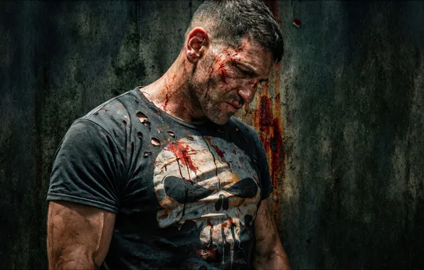 Фон, кровь, череп, футболка, боевик, Punisher, комикс, Jon Bernthal