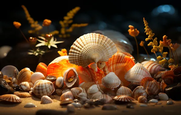 Море, пляж, океан, берег, ракушка, ракушки, морские ракушки, морская ракушка