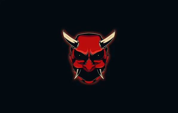 Минимализм, Стиль, Фон, Маска, Рога, Арт, Art, Devil