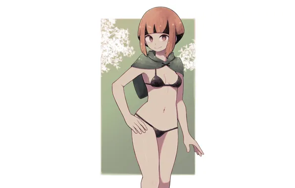 Girl, sexy, cleavage, brown hair, boobs, anime, beautiful, short hair