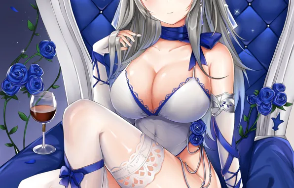 Girl, sexy, lingerie, cleavage, thighhighs, bodysuit, long hair, boobs