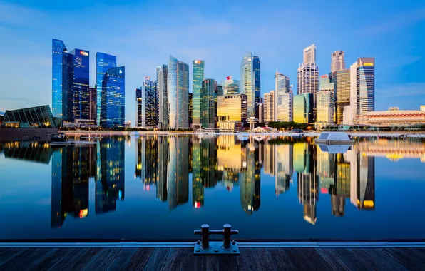Картинка Singapore, Reflection, Marina Bay, Waterfront City