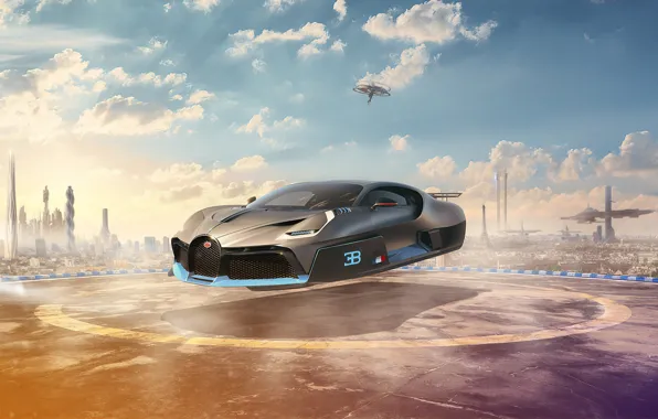 Облака, Будущее, Бугатти, Bugatti, future, Bugatti 2050