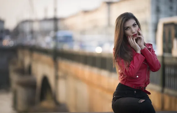 Взгляд, лицо, модель, куртка, Daniela