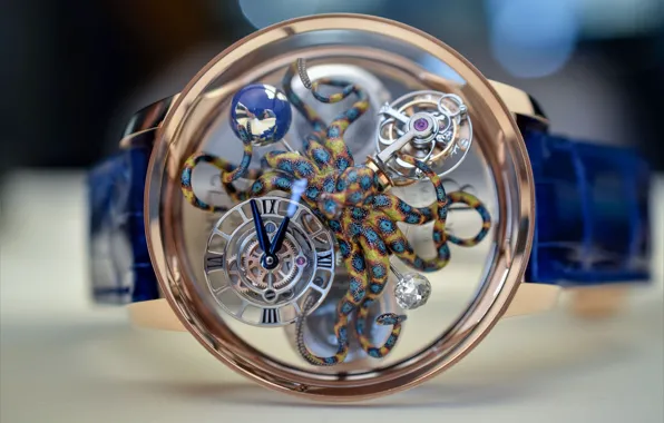 Стрелки, часы, механизм, спрут, земной шар, роскошь, Jacob & Co, Astronomia Tourbillon