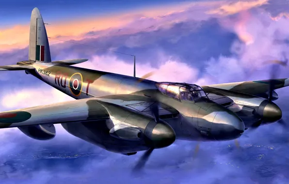 Картинка RAF, ночной истребитель, WWII, Mosquito, 29 Squadron, night intruder, Mosquito NF.Mk.XIII, поздняя версия