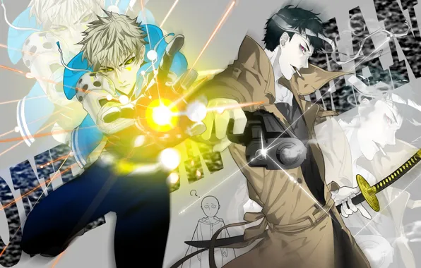 Аниме, арт, парни, киборг, One Punch Man, Генос