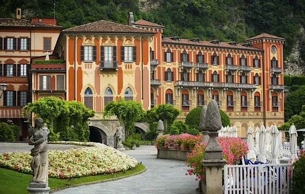 Деревья, вилла, Италия, скульптуры, Villa d’Este