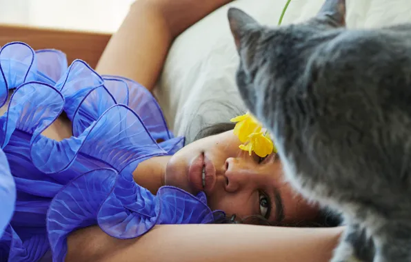 Девушка, Кот, Мода, Fashion, Джордан Дэниелс, Jordan Daniels, Самоизоляция, Self-isolation