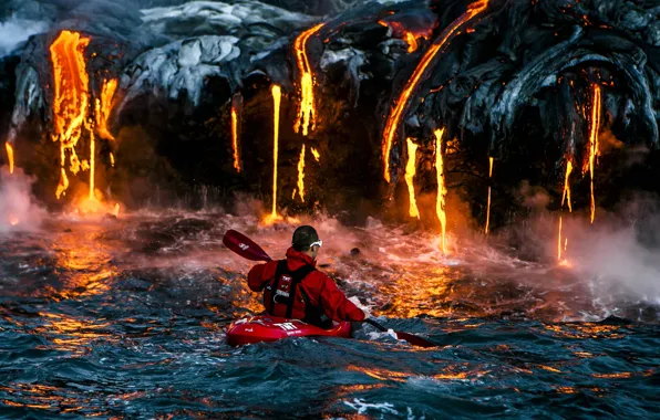 Sea, lava, adventure, risk, Danger seeker