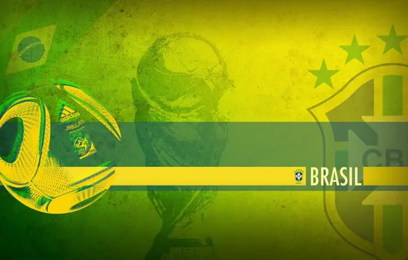 Картинка футбол, мяч, Бразилия, зеленый фон, кубок, football, fifa, ball