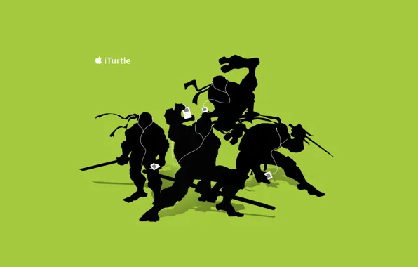 Картинка ipod, apple, наушники, ниндзя, tmnt, черепашки, айпод, Teenage Mutant Ninja Turtles