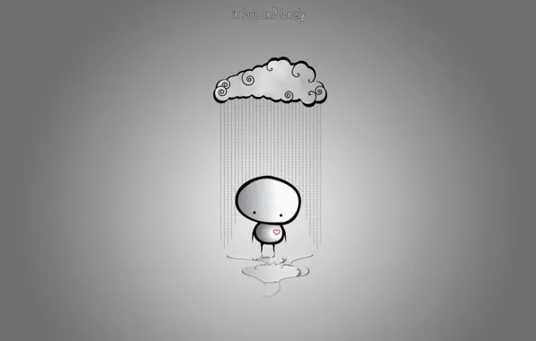 Картинка облака, любовь, одиночество, дождь, минимализм, юмор, love, rain