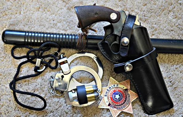 Картинка значок, Police, наручники, дубинка, Colt, Револьвер, Positive Special
