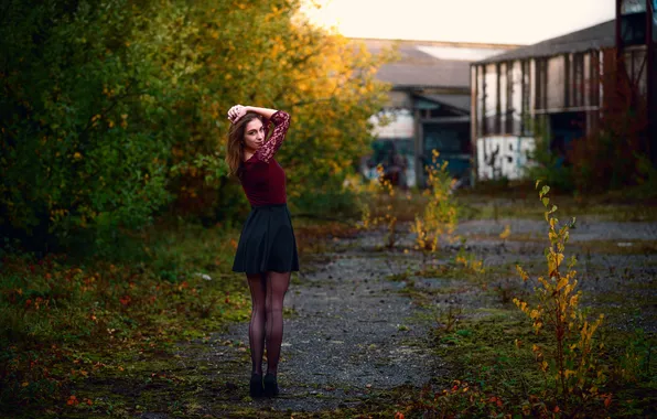 Девушка, поза, фон