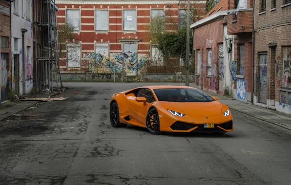 Картинка Lamborghini, Orange, Huracan, LP610-4