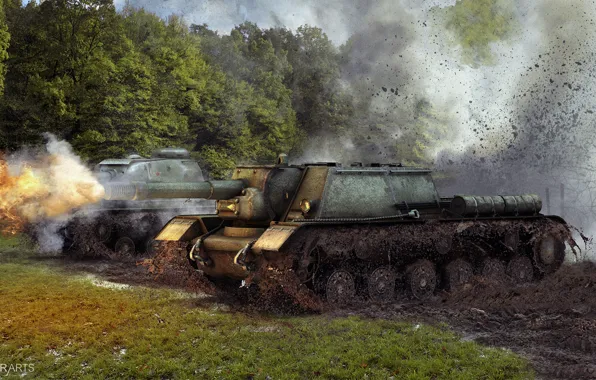Обои, world of tanks, wot, обои wot, обои су-152, су-152