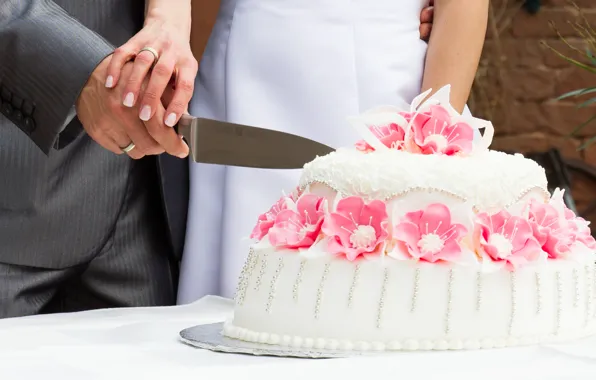 Ситуация, торт, невеста, свадьба, жених, брак
