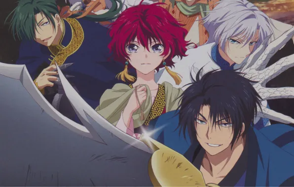 Взгляд, улыбка, друзья, art, Рассвет Йоны, Yona, Mizuho Kusanagi, Hak