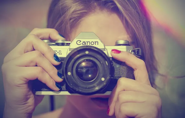 Girl, photography, canon, camera, blonde, nails, fingers
