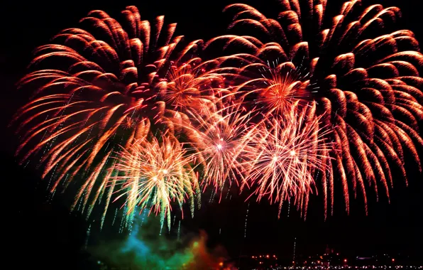 Картинка салют, colorful, фейерверк, new year, happy, night, fireworks, 2017