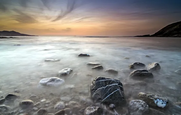 Море, небо, пейзаж, закат, природа