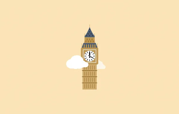 Картинка облака, город, Англия, Лондон, башня, Биг-Бен