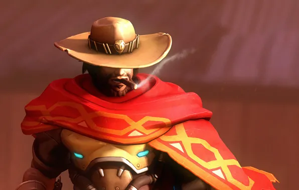 Рендеринг, шляпа, cowboy, Overwatch, McCree, mccree, Jesse McCree
