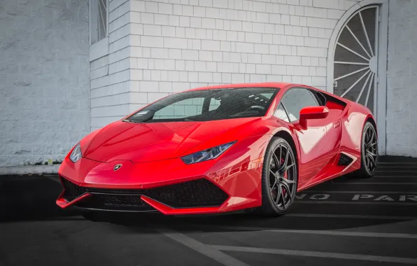 Lamborghini, red, Huracán, no parking