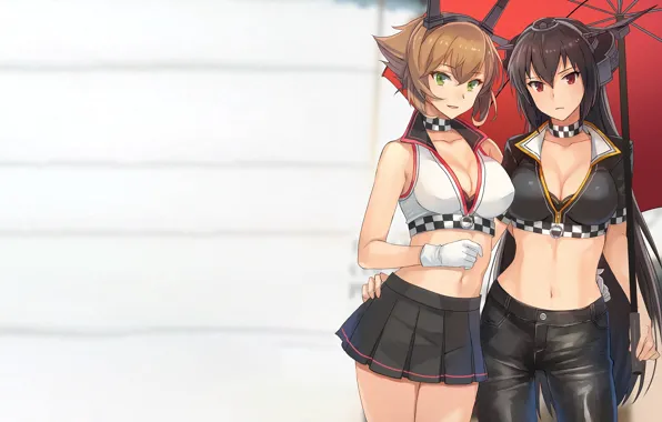 Sexy, cleavage, blouse, long hair, girls, brown hair, boobs, anime