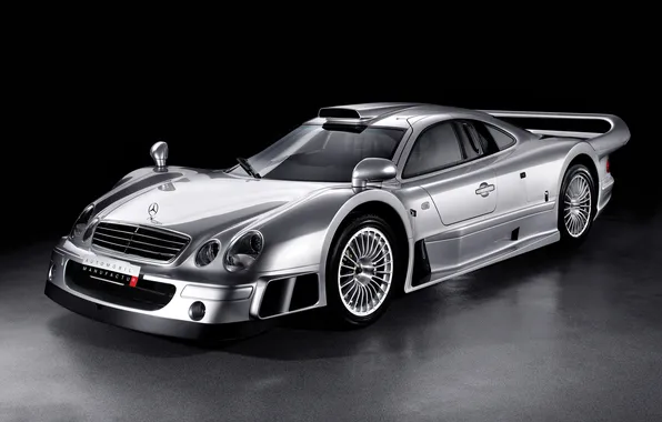 Картинка Mercedes-Benz, серебристый, GTR, суперкар, мерседес, AMG, CLK, передок