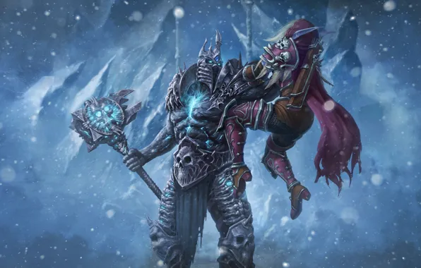 Зима, Снег, WOW, Lich King, Blizzard, Art, Paladin, Паладин