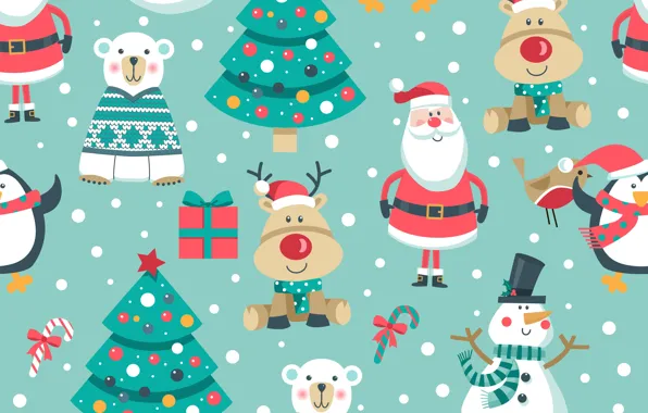 Украшения, фон, узор, Новый Год, Рождество, снеговик, Christmas, background