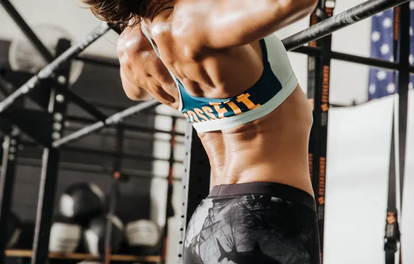 Girl, muscles, back, workout, fitness