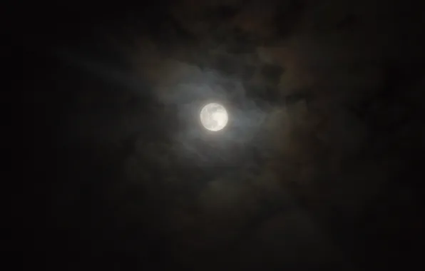 Небо, облака, ночь, природа, полнолуние, январь, Stan, Волчья Луна
