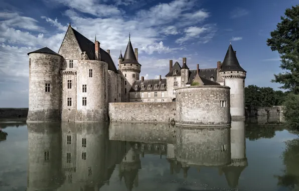 Картинка небо, замок, Sully-sur-Loire