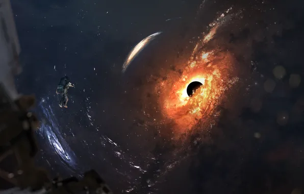Космос, Астронавт, Космонавт, Space, Черная дыра, Black hole, Science Fiction, Vadim Sadovski