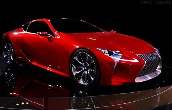 Картинка красный, концепт-кар, Concept Car, Lexus LF-LC, огромная фирменная веретенообразная решетка радиатора